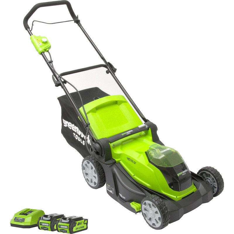 Greenworks 40V 41cm Cordless Lawn Mower 2 x 2.0Ah