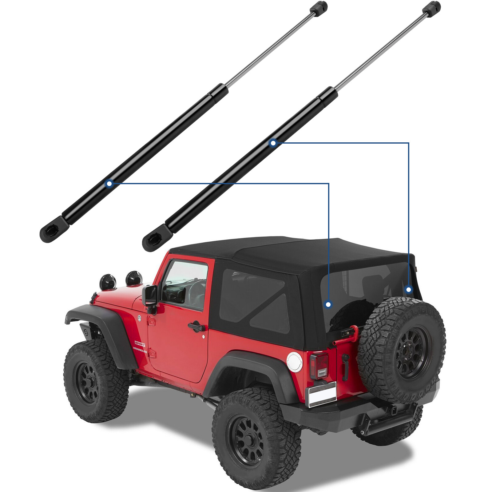 For 1987-1995 Jeep Wrangler Rear Window Glass Lift Supports Shock ...