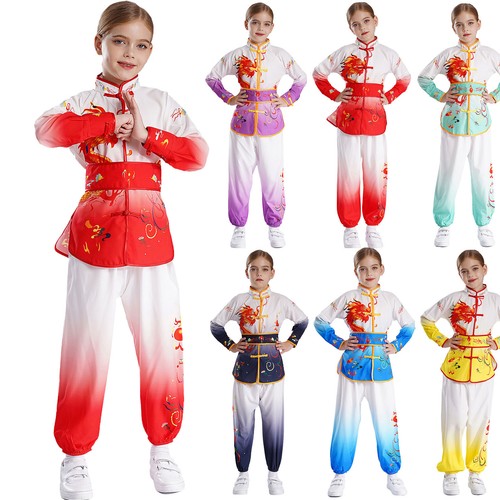 Unisex Uniform Knot Buttons Tops With Pants Costumes Kung Fu Arts Chinese Wushu - Picture 2 of 89