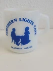 Vintage Alaska Milk Glass Coffee Mug Skagway Northern Lights Cafe