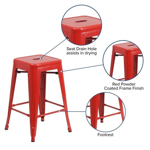 Flash Furniture 24" Metal Backless Counter Stool in Red - Picture 5 of 9