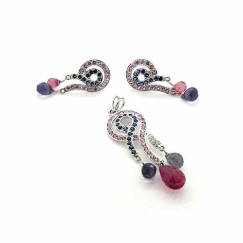 Orecchini di lusso in oro bianco zaffiro