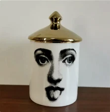 Hand Made Big Eyes Jar With Lids Ceramic Decorative Candle Holder Storage Box