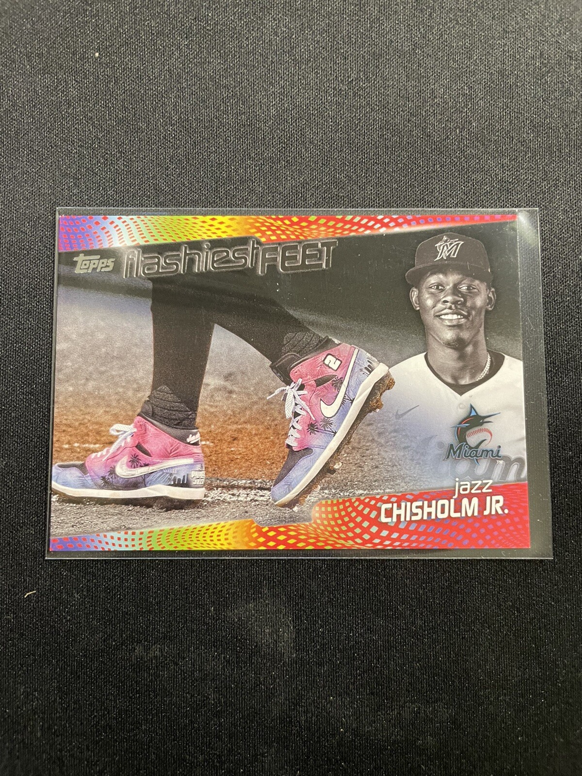 2022 Topps Flashiest Feet Black Parallel Jazz Chisholm Jr. /299 Miami Marlins #7