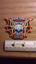 BIKER PATCH "RIDE FREE MOTOR CYCLE" WITH SKULL NEW NICE LADIES MEN PATCH
