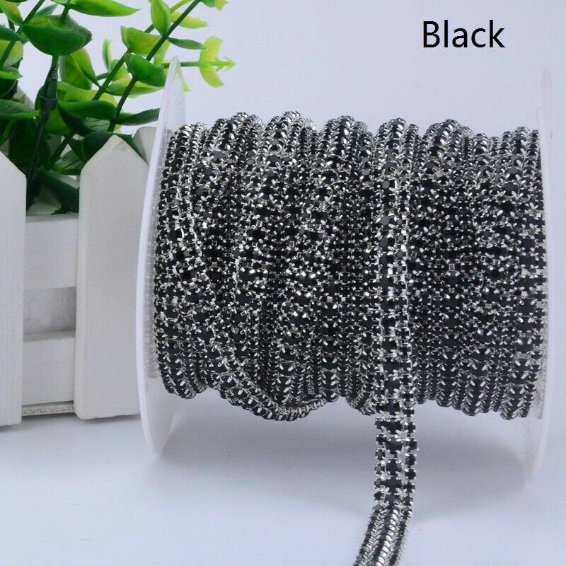 2 Yards 3-Rows Crystal Rhinestone Trim Chain DIY Shiny Sewing Craft Decor Sew On
