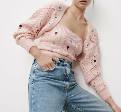 ZARA NEW WOMAN POINTELLE KNIT ARM 