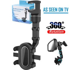 360 Universal Car Truck Phone Holder Clip Rearview Mirror Mount Stand Dash GPS