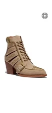 COACH Paisley Bootie Size 8 New W/out Box Oat/tan 100% Authentic