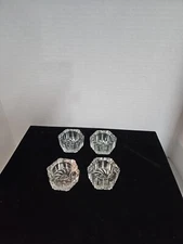 Salt Cellars Vintage Open Set Of 4 Thick Clear Cut Glass Pinwheel & Star Pattern