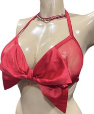 Victorias Secret Dream Angels Rhinestone Choker Unlined Bow Bra Red New