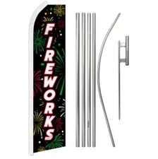 Fireworks (Black) Swooper Flutter Advertising Flag Pole Kit Fireworks Sold Here