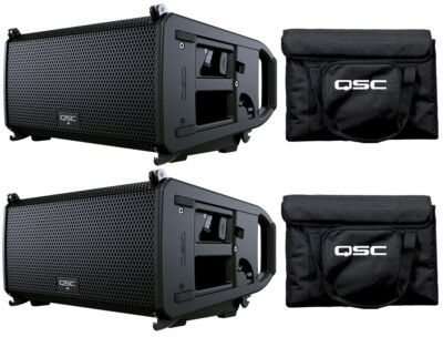 2x QSC LA108 8'' 2-Way Powered Line Array 1300W DJ Loud Speaker + 2x LA108-Tote