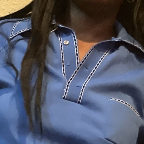 Blue button shirt. One Button Missing. - image 2