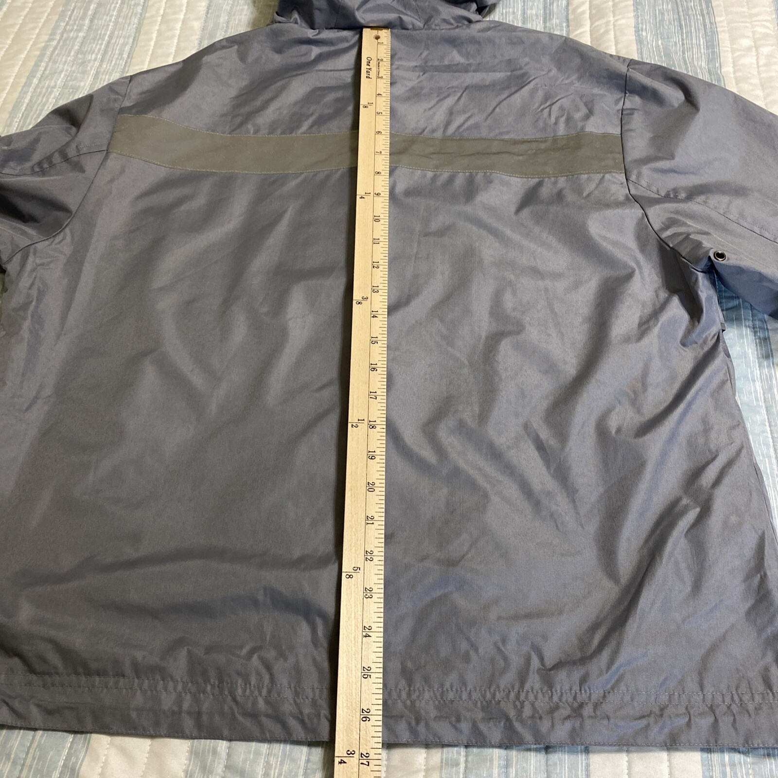 Rain Jacket Windbreaker Gray Reflective Full Zip … - image 8