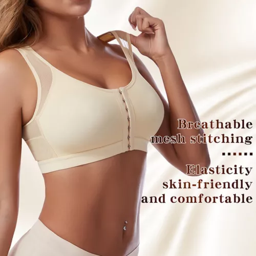 Women's Posture Corrector Bra Wireless Back Support Lift Up Front Closure Bra UK - Picture 3 of 24