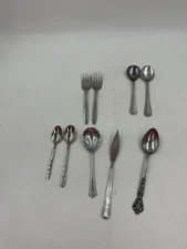 Lot of 9 Mixed Utensils Serving Pieces & Salad Forks Northland, Versailles, More