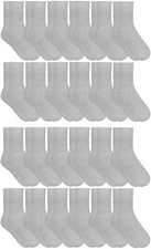 24 PK Yacht  Smith Kids Premium Cotton Crew Socks Gray Size 6-8 -Boys Crew Sock