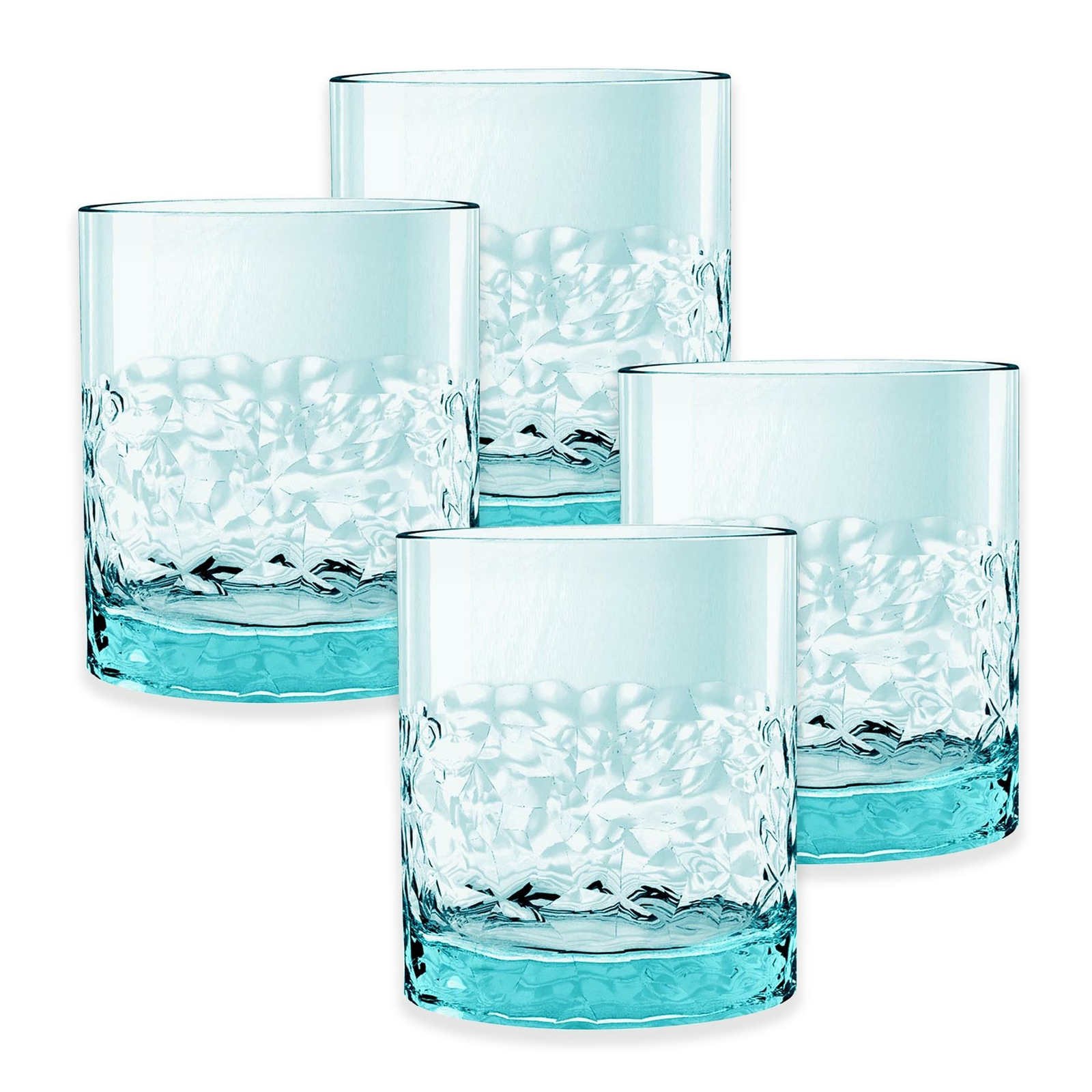Cube Blue Plastic/Acrylic Tumbler Drinking Cups - Set of 4