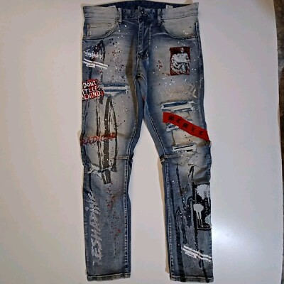 Smoke Rise DNM Co Jeans Mens 34x32 Skinny Denim Light Wash