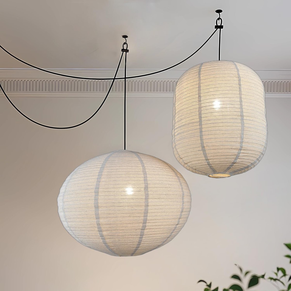 2PCS hanging lamp shade Oval Cylinder Linen Pendant Light Shade 20