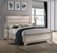 Cottage Style Two Tone Rustic Finish 1pc Queen Size Bed Set Brown Gray Finish