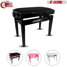 5 Core Adjustable Piano Bench Thick Padded Solid Wood Keyboard Stool Heavy Duty