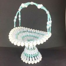 Safety pin bead bride's basket blue clear cottagecore 12" kitsch romantic M