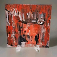 Epid Modern Red Original Abstract (See Video) Acrylic Painting Canvas 12x12