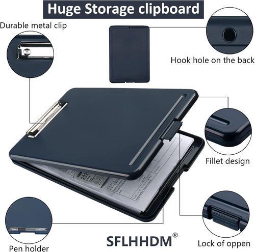 A4 Clipboard File Organizer, Waterproof Clipboard Box with Storage, Foldable Doc - Picture 5 of 7
