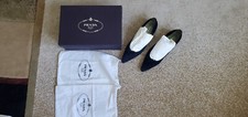Prada Dark Blue Suede Kitten Heels Pumps Size 39.5