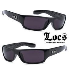LOCS Rectangular Gangster Black Shades Mens Designer Sunglasses Cholo Dark Lens