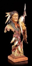 Indianer Büste - Krieger mit Speer - Figur Statue Deko Western 