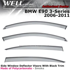 WELLvisors 06-11 For BMW E90 Sedan Window Visors Side Rain Deflectors Black