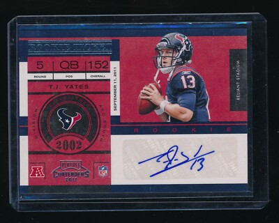 T.J. YATES 2011 PLAYOFF CONTENDERS #181 RC AUTO *HOUSTON TEXANS* (D)