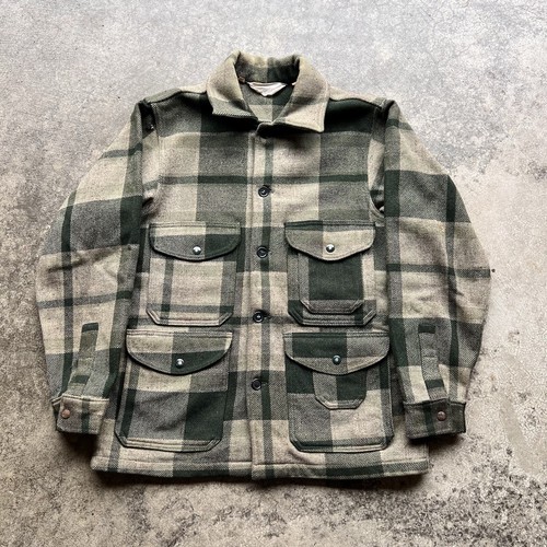 Vintage 70s Woolrich Wool Mackinaw Cruiser Flannel Jacket Mens Size 42 Green - 第 1/8 張圖片