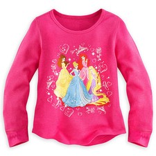 Disney Store Princess Ariel Rapunzel Belle Long Sleeve Thermal T Shirt Girl 5/6