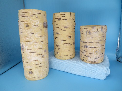 Birch Wood Look Tealight Candle Holders Set of 3 Resin Fake Tree Limbs - Picture 3 of 11