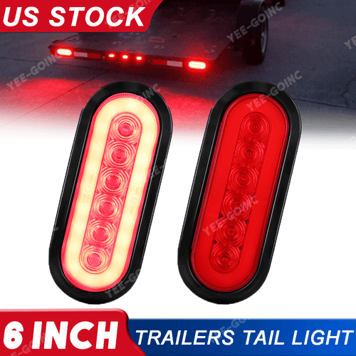 2 Red 6 Oval Trailer Lights 10 LED Stop Turn Tail Truck Sealed Flush Mount - Foto 5