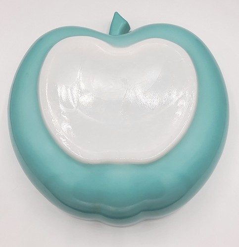 Hazel Atlas glass serving bowl set - Apple design in pastel colors. - Picture 3 of 9