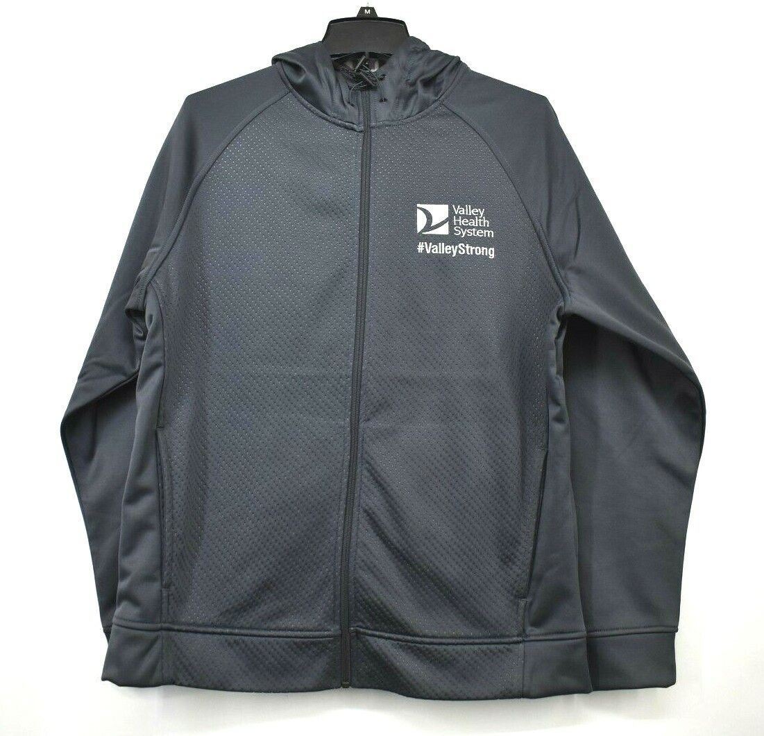 Valley Health System Mens Gray Full-Zip Slash Pocket Casual Hooded