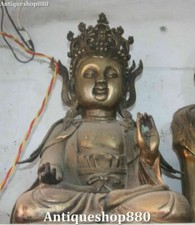 55cm Curio Big Silver Seat Buddhism Kwan-yin Guanyin Quan Yin Goddess Statue