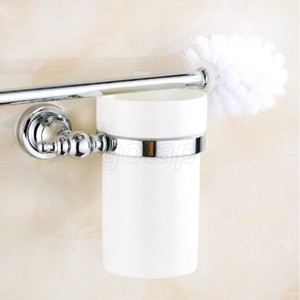 Chrome Wall Mount Toilet Brush Set With Ceramic Cup Holder Chrome Wall Mount Toilet Brush Set With