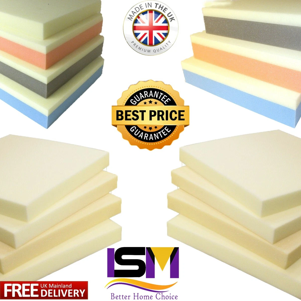Memory Foam Cut to Size Seat Pad Floor Cushions Sofa Chair Dog Topper All Sizes