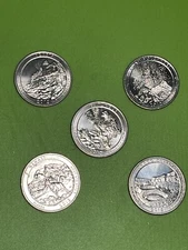 2012 S National Park Quarter 5 Coin Set Uncirculated Mint State Clad 25c