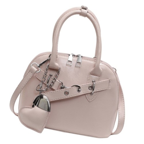 Elegant PU Shell Shoulder Bag Handbag with Heart Pendant and Adjustable Strap - Picture 9 of 12