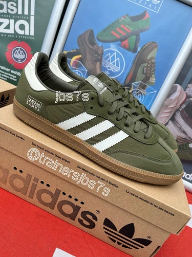 ADIDAS SAMBA UK11 BNIBWT OLIVE GREEN SPZL REFLECTIVE DETAIL SPEZIAL FABRIC !!