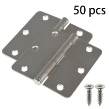 50 Pack 2.2mm & 1/4" Radius Corners 3-1/2" Satin Nickel Door Hinges 3.5*3.5"