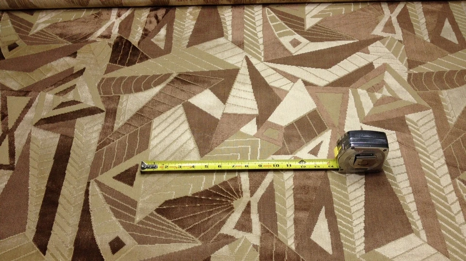 TELA TAPICERÍA TERCIOPELO GEOMÉTRICO BEIGE ARBOLES CLARENCE HOUSE POR YARDA 52"W Foto 2 de 4