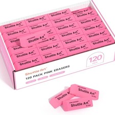 Pink Erasers, Shuttle Art 120 Pack Pink Erasers Bulk for School, Office, Late...